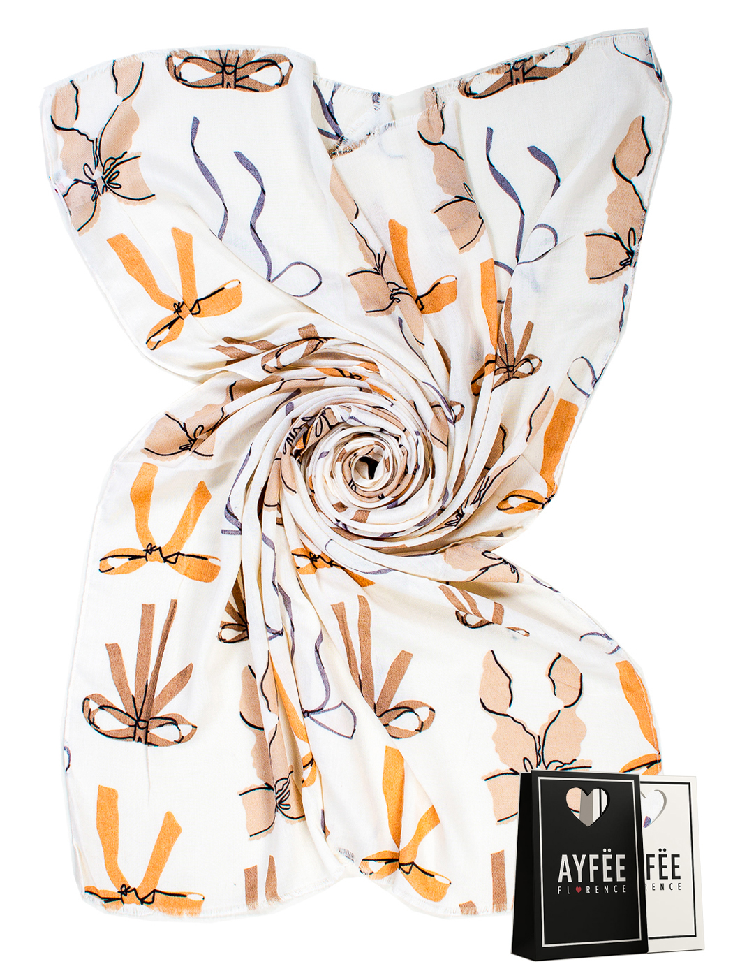 STOLA STAMPA RIBBON, CM 90*180, 100% VISCOSE, MADE IN PRC - NATURAL